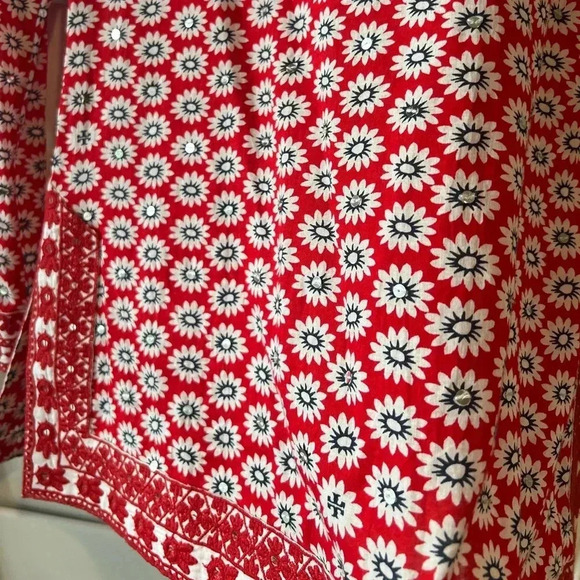 TORY BURCH EUC Jayne Mod Flower Print Sequin Tunic Top - Picture 10 of 11